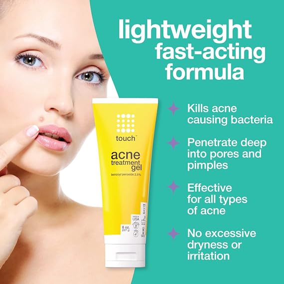 TOUCH Glycolic Acid Face Wash, Acne Treatment Gel, and Anti-Aging SPF 30 Sunscreen Moisturizer