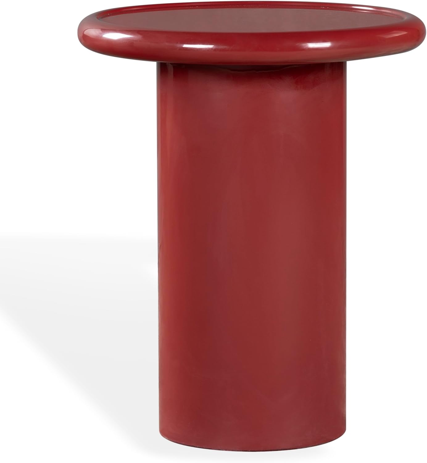 SAFAVIEH Couture Collection - Lolita Red Concrete Accent Table, Modern Round Top Side Table, High Gloss Finish, Fully Assembled (SFV2622C)