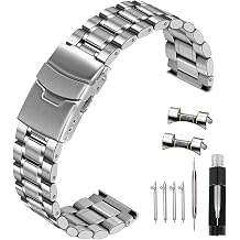 Kai Tian 20mm 22mm Stainless Steel Watch Band Round Robust Watch Bands Metal Silver Gold Bracelet Men Women Curved Straight Ends