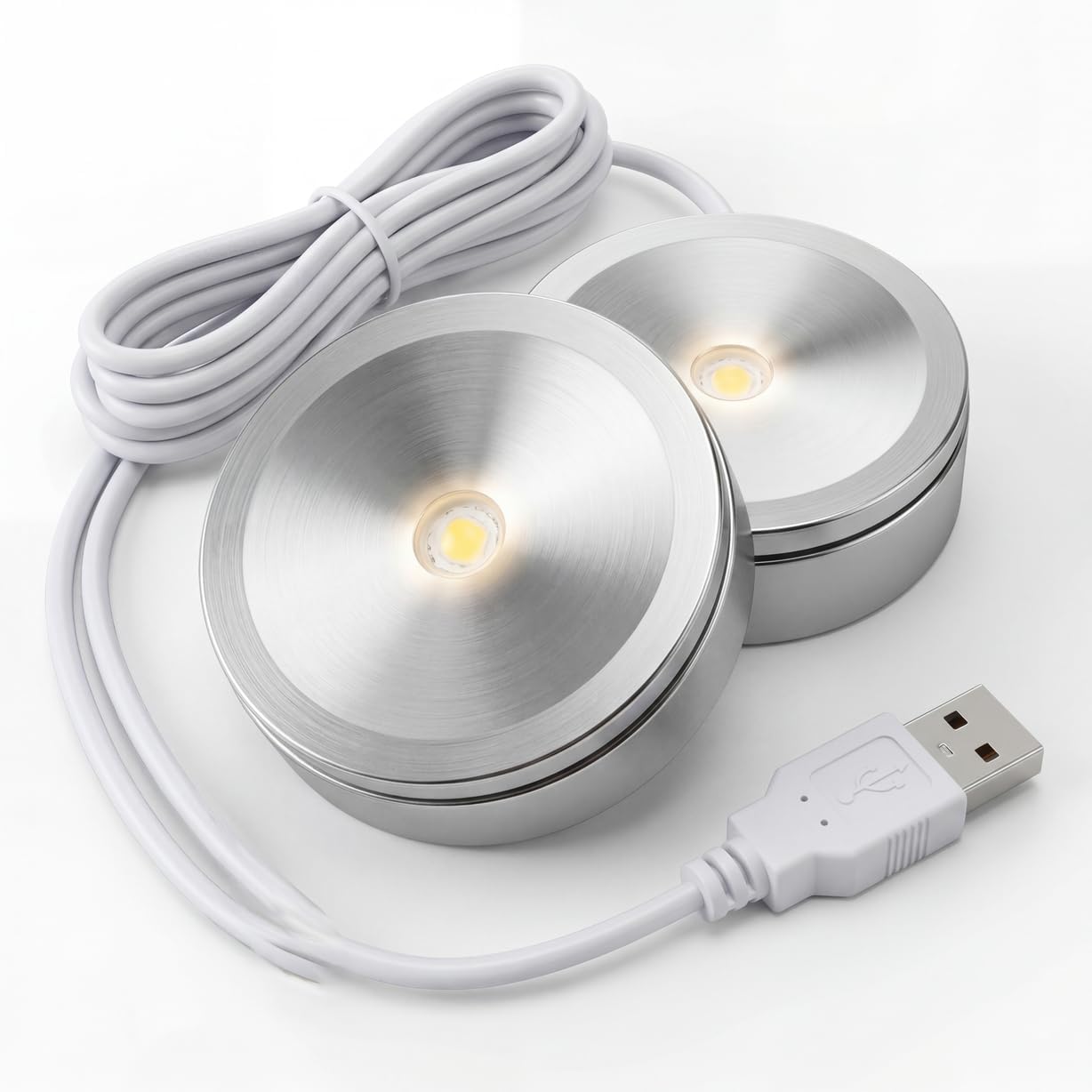 Led Strip Lights, 2pcs USB Plug 5V 1W Mini Spotlight USB Mobile Mini Led Lights Mini Spotlight with 4. 2ft Cable for Display Cabinets, Jewelry Cabinets, Cupboards