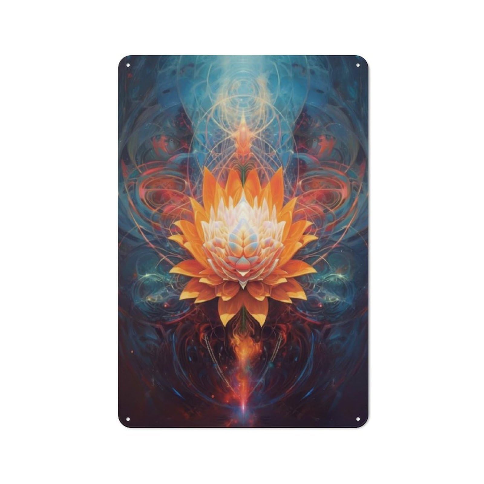 Junmoney Orange Lotus In Cosmic Bloom Shop Front Style Metal Wall Decor 30X20cm, Cafe Metal Sign For Takeaway, Bar, Kitchen Or Counter Area