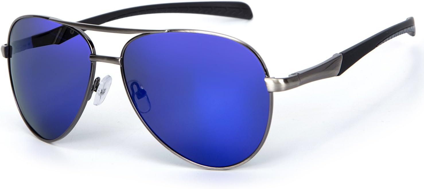 New Polarized Sunglasses Retro Pilots Riding Fishing Golf Travel Sports Sunglasses Men 8075 (Dark blue, 61)