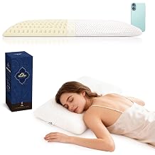 Talatex Natural Latex Flat Pillow, Ultra Slim and Flat Pillows for Stomach Sleeper, Front Sleeper Pillow Helps Relieve Pressure, 7cm Slim Profile, Perfect Package Best Gift