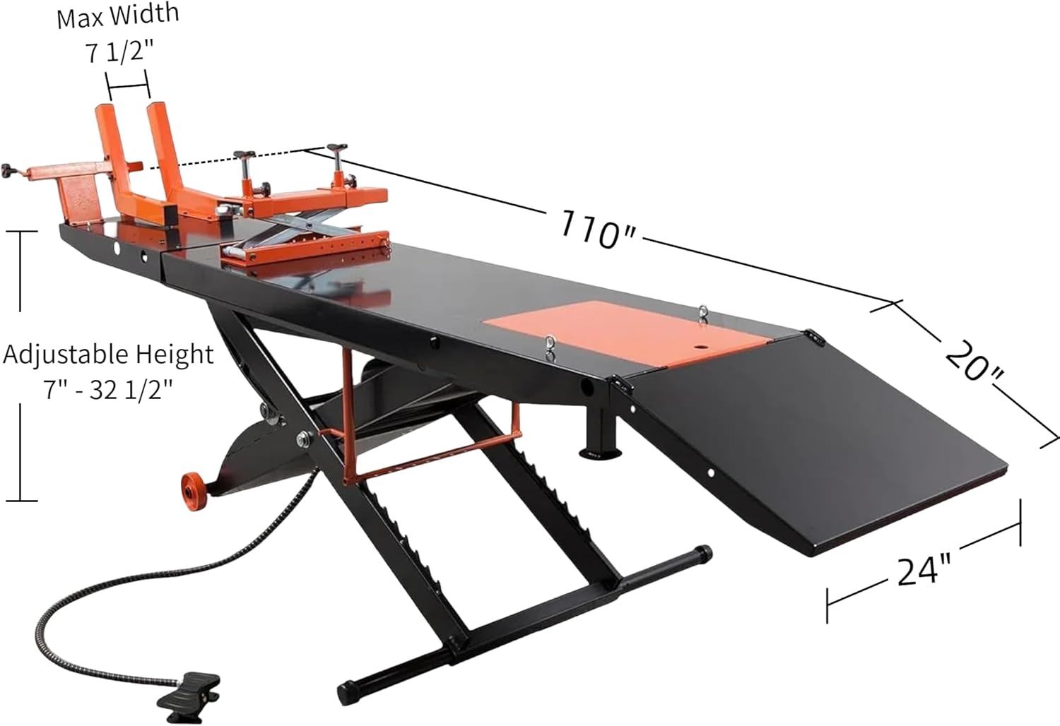 APlusLift MT1500 1500LB Air Operated 24" Width Motorcycle ATV Lift Table / 2 Year Warranty