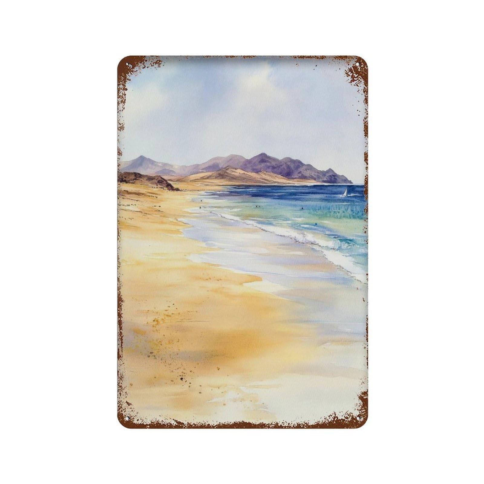 xiaoxiaoshen Fuerteventura Canary Islands Scenic Beach Wall Decor Art Metal Tin Poster Modern Home Decor Art Home Bar Shop Decorations Vintage Sign 30x20cm