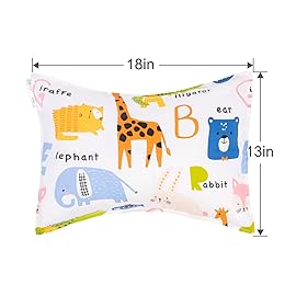 ALVABABY Toddler Pillowcases 2 Pack Organic Cotton Kids Pillow Cover Fit 13x 18 or 12x18 Envelope for Girl Boy Sleepy Travel