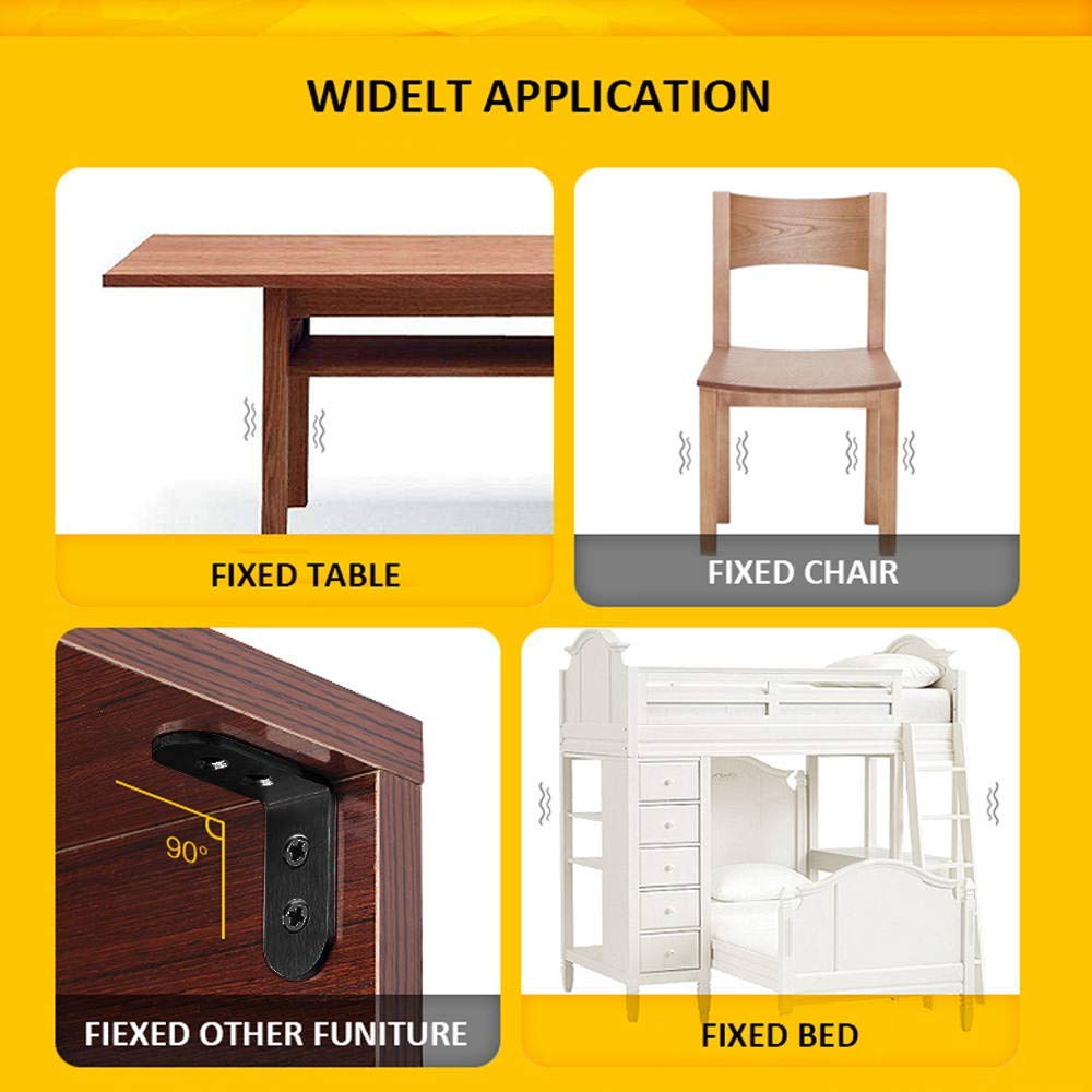 10 Staffe Angolari 90° Nero Con Viti - 40x40x17mm, Acciaio Inox Per Mobili E Riparazioni - Foto 6