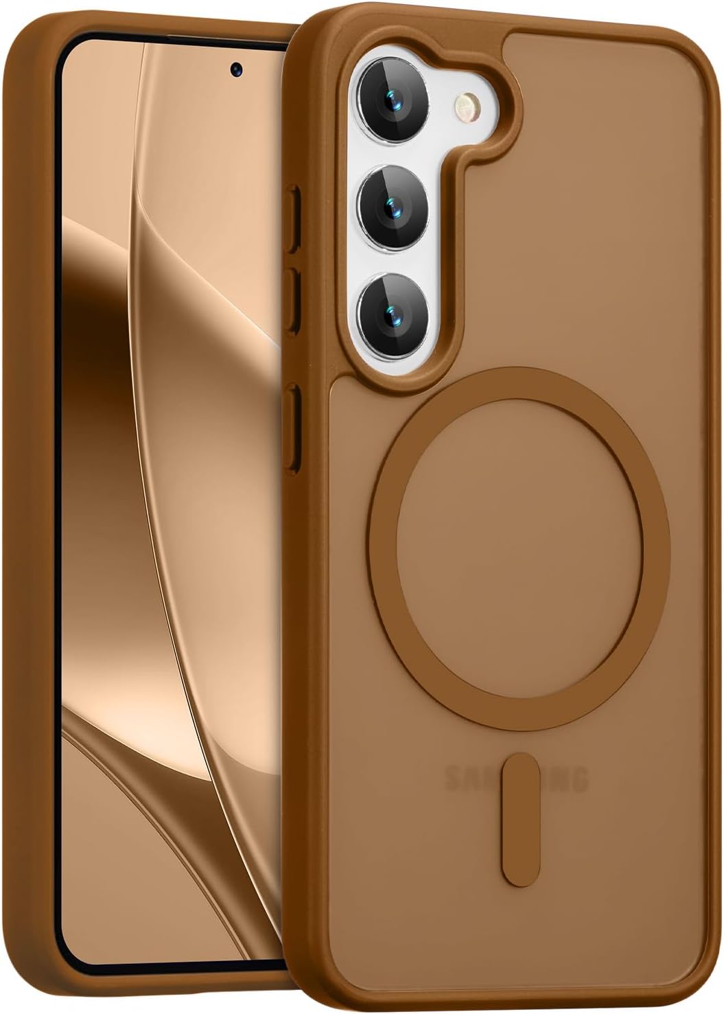 RALEAVO for Samsung Galaxy S23 Case Strong Magnetic Matte Case,Brown
