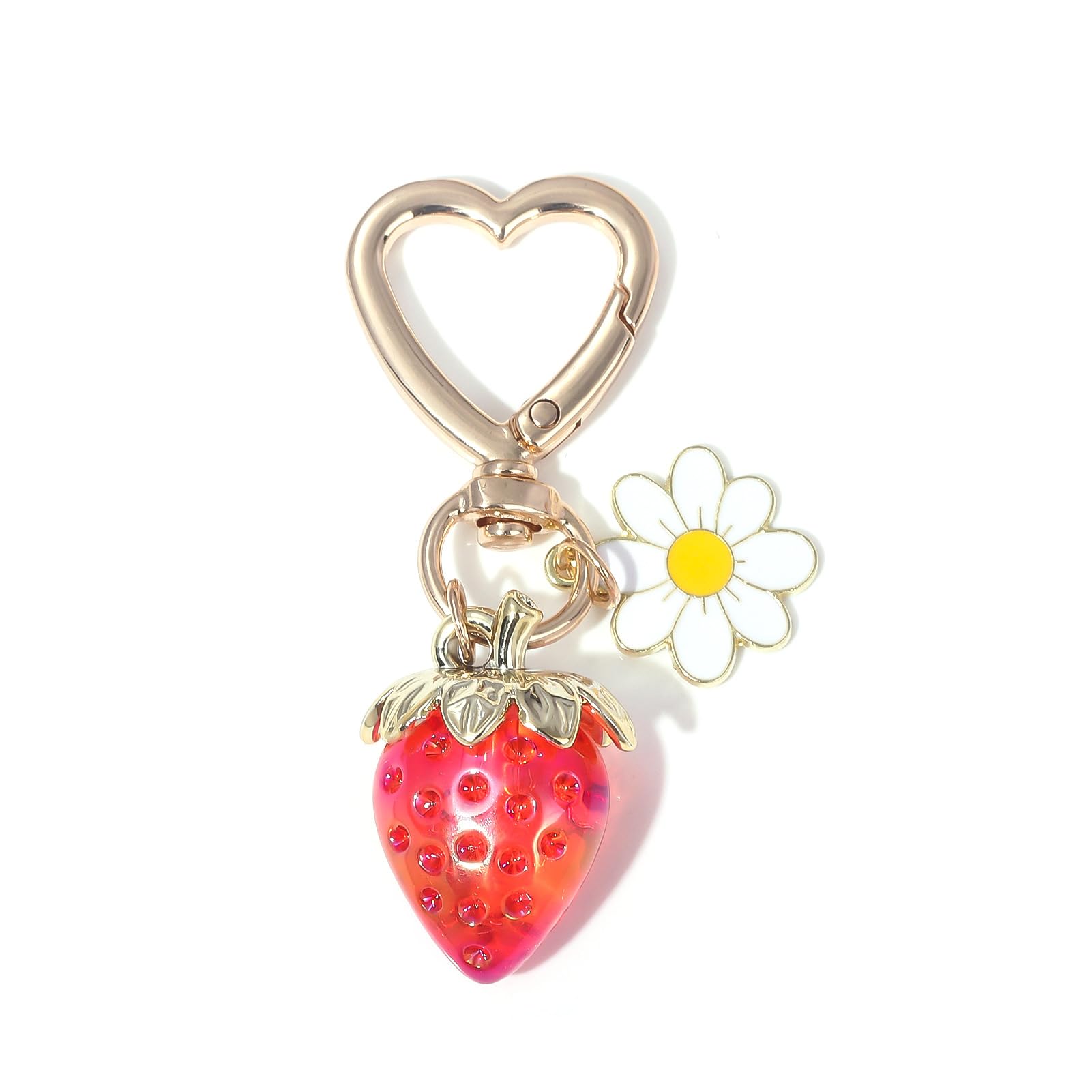 PALAY® Strawberry Bag Charms Keychain with Gift Box Metal Heart Flower Daisy Cute Strawberry Key Chain for Girls Car Accessories Bag Charms for Handbags Purse Unique Birthday Gifts for Women, Girls-image-25