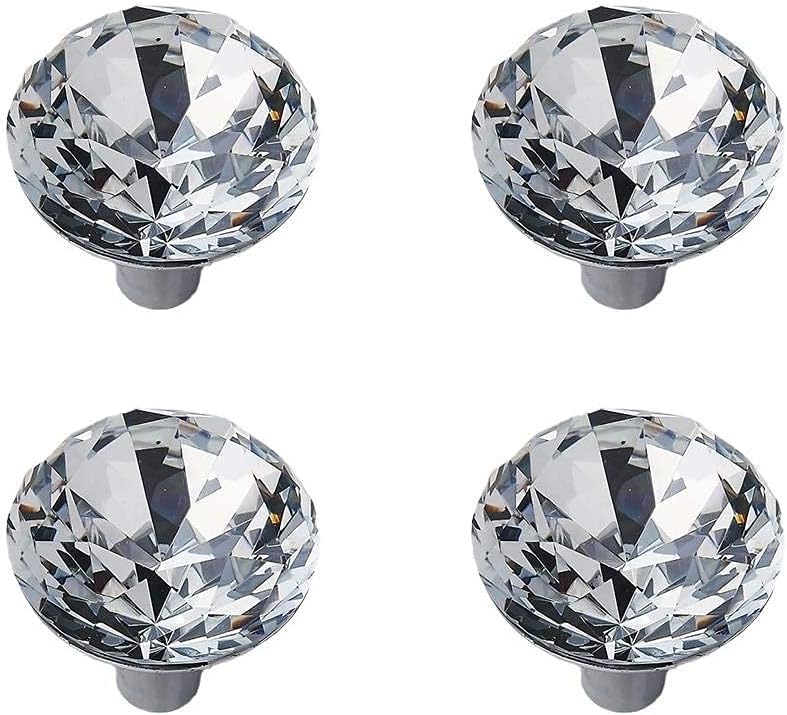 Poignées de porte en cristal taillé diamant pour armoire de cuisine