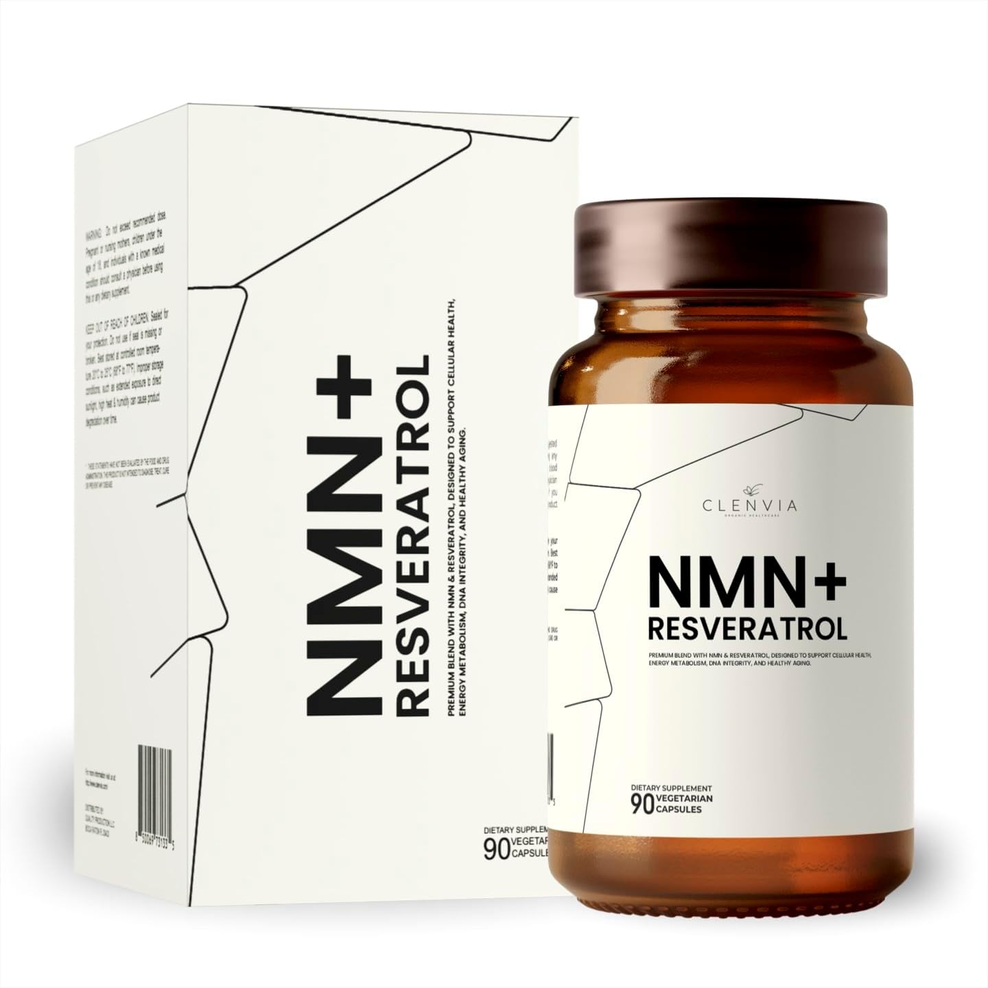 Premium NMN Supplement with Resveratrol – High Potency NAD+ Support Formula – >99.7% Purity – Third-Party Tested – Made in USA – 500mg Nicotinamide + 100mg Resveratrol – 90 Capsules