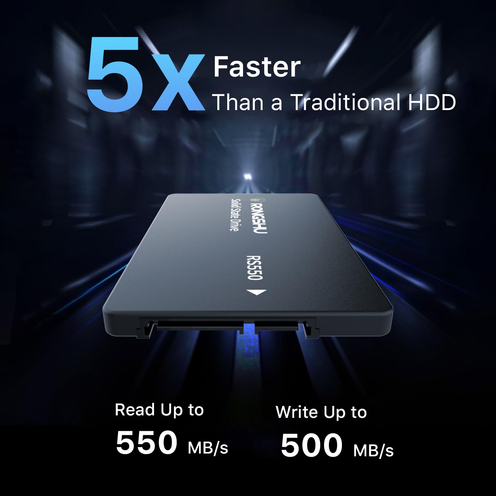 Disque SSD Interne SATA 1To 2,5", SATA III 6 GB/s, Vitesse de Lecture jusqu'à 550 Mo/s, SSD 3D NAND TLC, Mise à Niveau des Ordinateurs Portables et des Ordinateurs de Bureau (RS550)