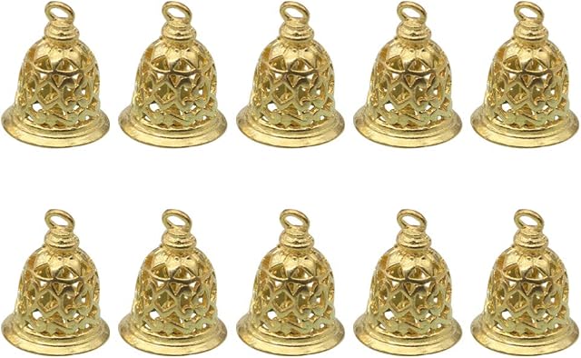 HEALLILY 10pcs Liberty Bells Mini Craft Bells Brass Golden Jingle Bells Charms Pendants for Jewelry Making Bag Accessories 12 * 15mm