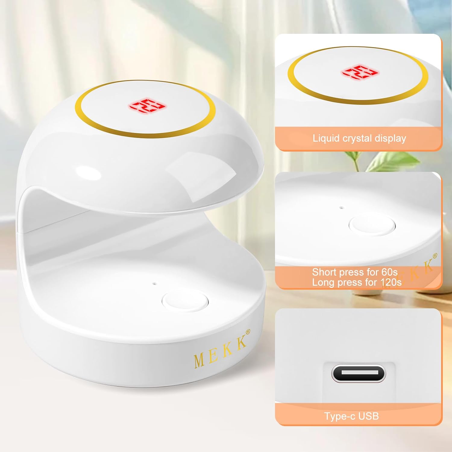 MEKK Mini UV Light for Gel Nails,18W Single Finger UV LED Nail Lamp,Portable Small Professional Flash Cure Lamp for Detail Work,Compact Design for Beginners,Travel,Home-White
