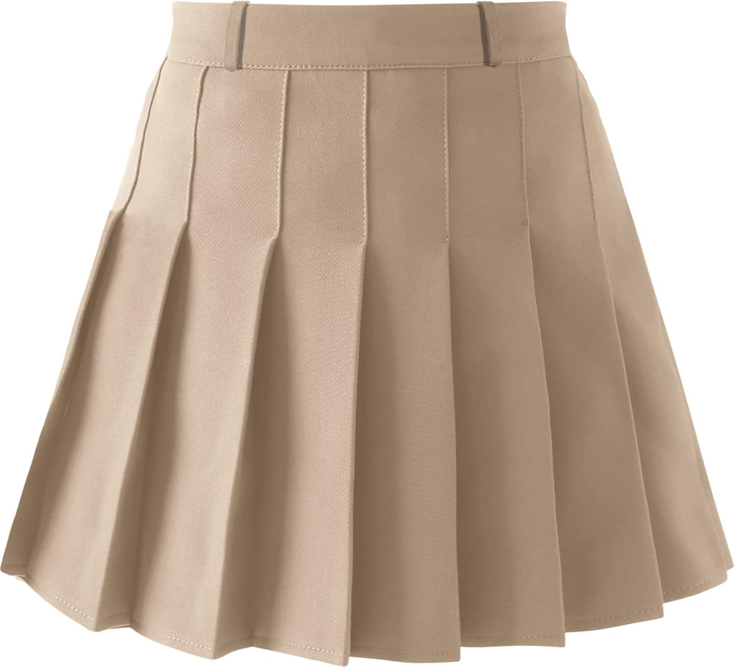 SANGTREE Kid Girls High Waisted Pleated Skater Tennis School A-Line Skirt Uniform Skirts with Lining Shorts Khaki2, 13-14 Years = Tag 170