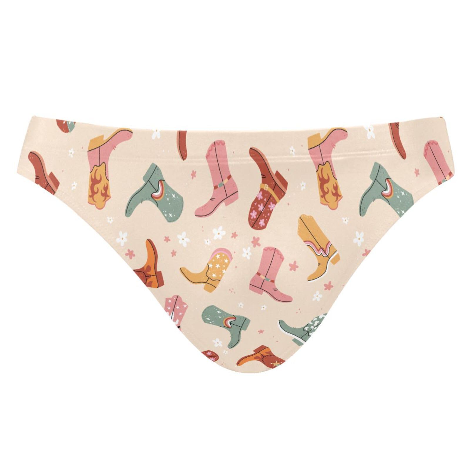 JHKKU Men's Cowboy Boots Swim Briefs Fashion Low Rise Bikini Swimwear Beach Swimsuits with Drawstring S