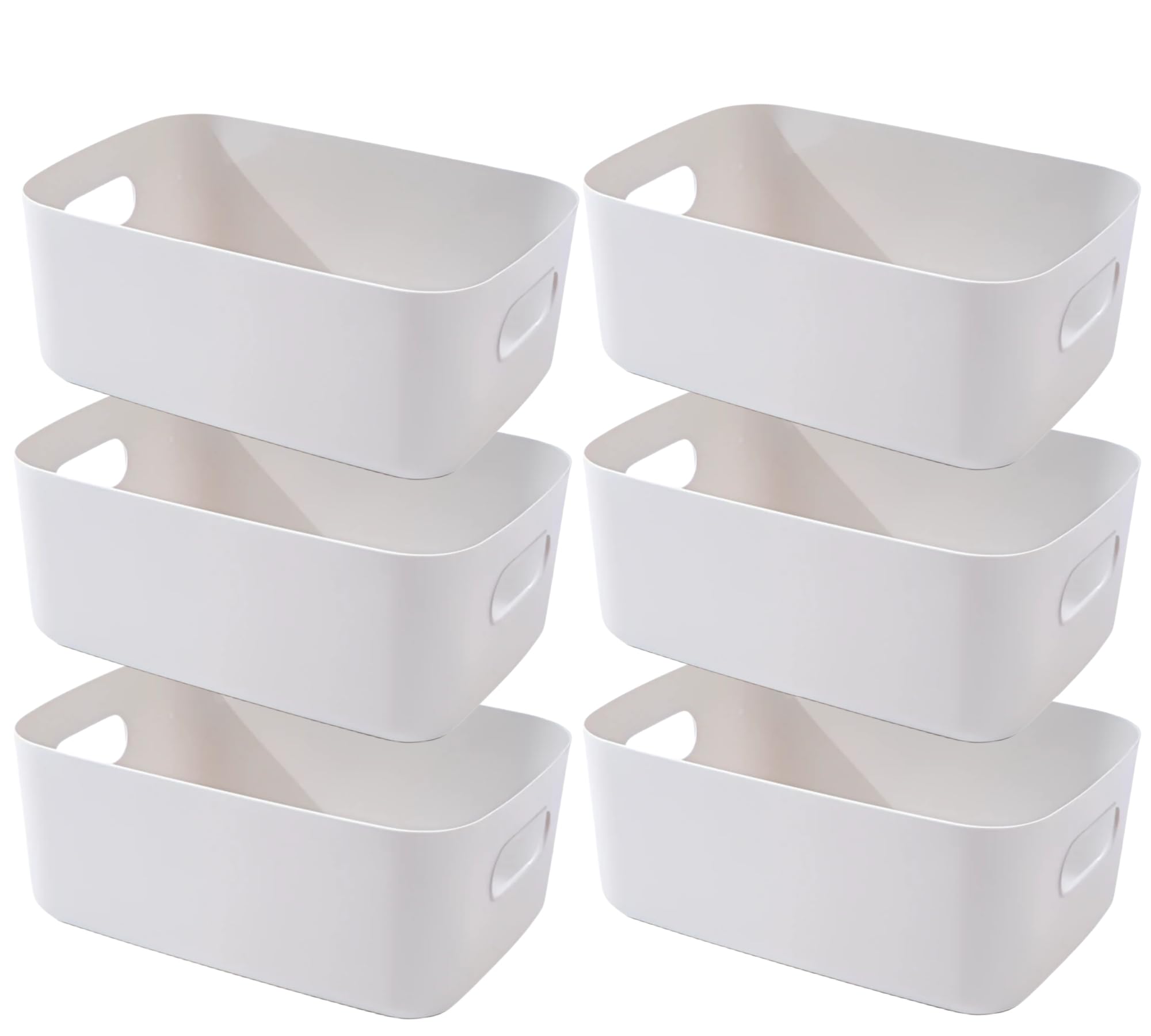 6 stück Grau Aufbewahrungsbox Kunststoff Aufbewahrungskorb mit Griffen 25×17×10cm,Badezimmer Organizer Küchenschrank Organizer Box Körbe Aufbewahrung Kunststoffbox für Regal