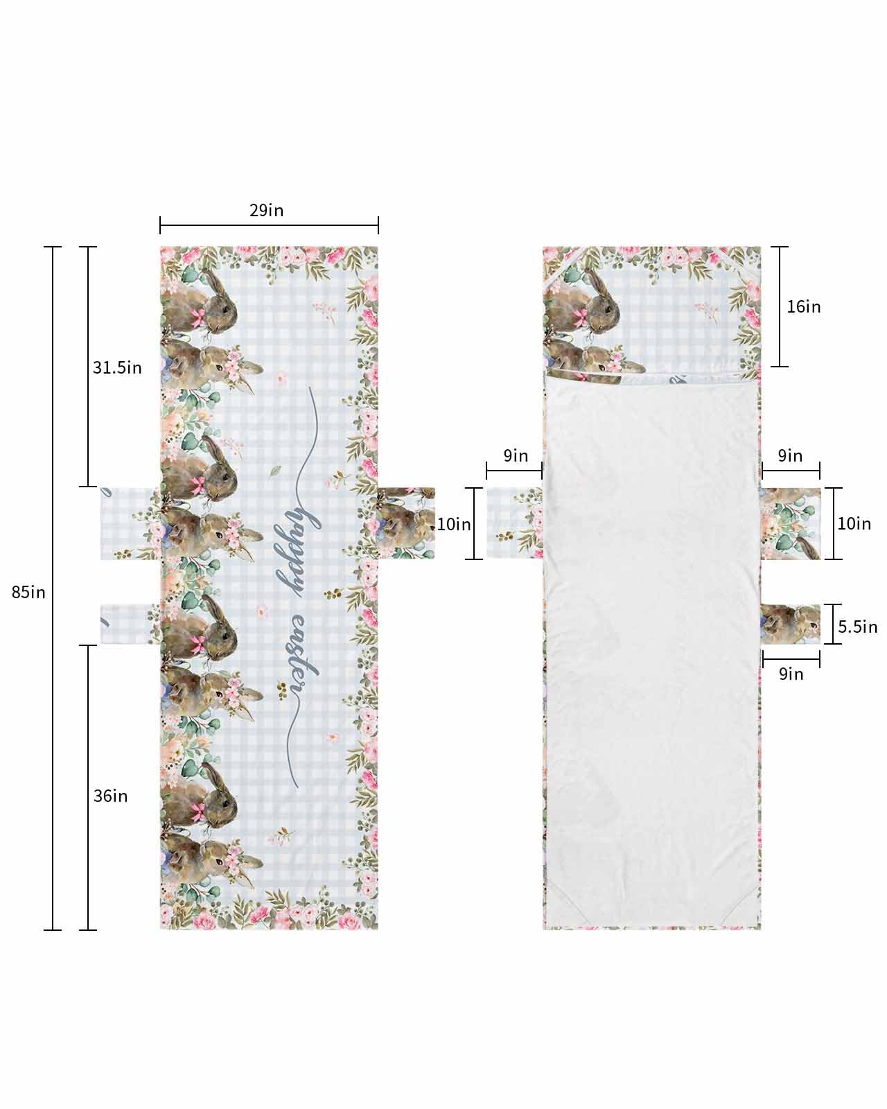 Spring Easter Beach Lounge Chair Towel Cover, Soft Chaise Lounge Towel with Side Pockets Patio Pool Chairs Cover for Beach/Pool Sunbathing 29x85 Blue Plaid Bunny Elegant Floral Botanical