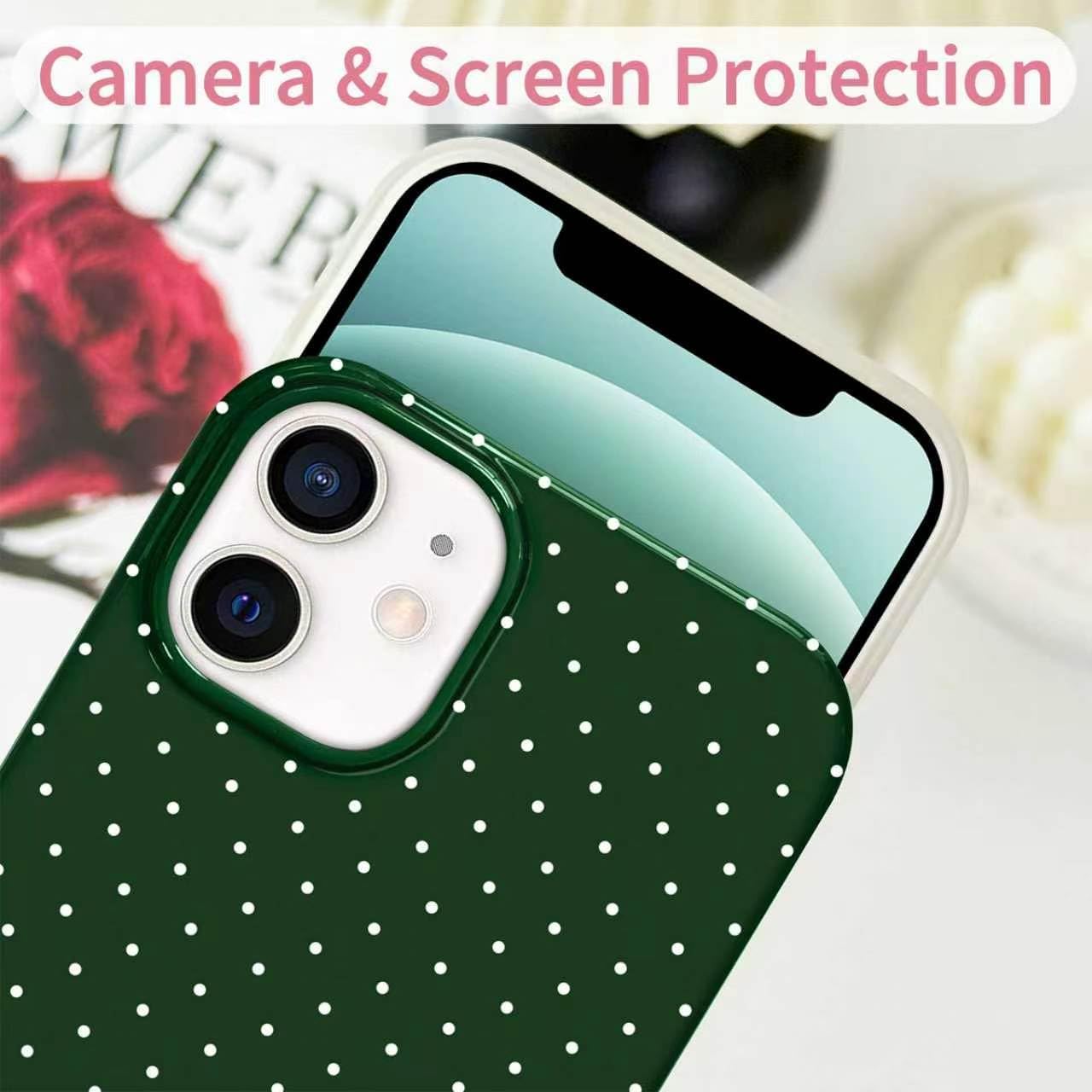  for iPhone 11 Case Cute Polka Dot Aesthetic Design Simple Cover 6.1", Thin Slim Anti-Scratch Soft TPU Bumper Shockproof Rubber Protective Phone Cases for Women Girls Girly Boys, Pine Green thumbnail