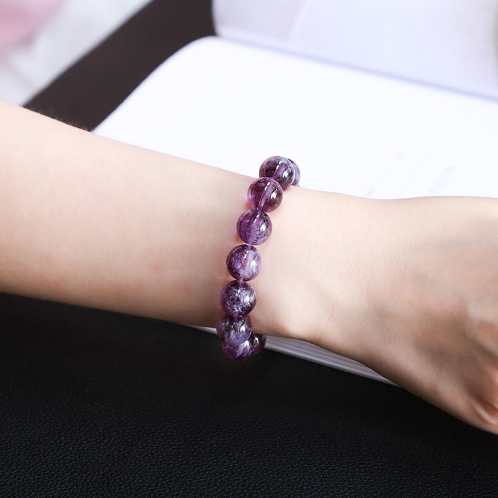 Bracelet en cristal, Bracelets en cristal violet naturel, perles de extensibles