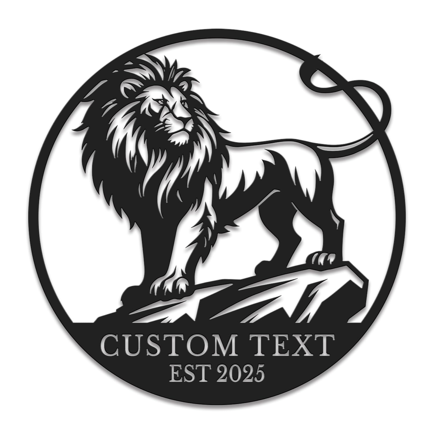 Custom Lion Metal Wall Art - Personalized Name Sign for Home, Nursery or Office - Wild Animal Decor Gift for Boys, Girls & Lion Lovers (Style-6)