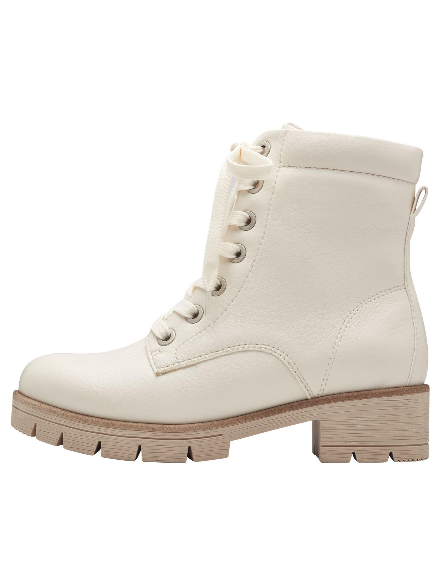 Jana Women’s Lace-Up Ankle Boots with Zip Vegan, Ivory, 5 UK