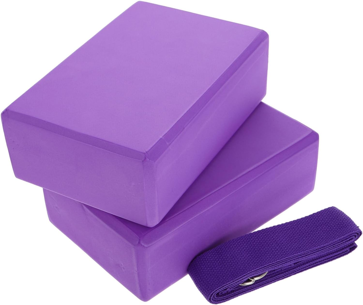Yardwe 3pcs Eva Foam Yoga Blocks Stretching Strap Set Blocks Strap Exercise Yoga for Flexibility