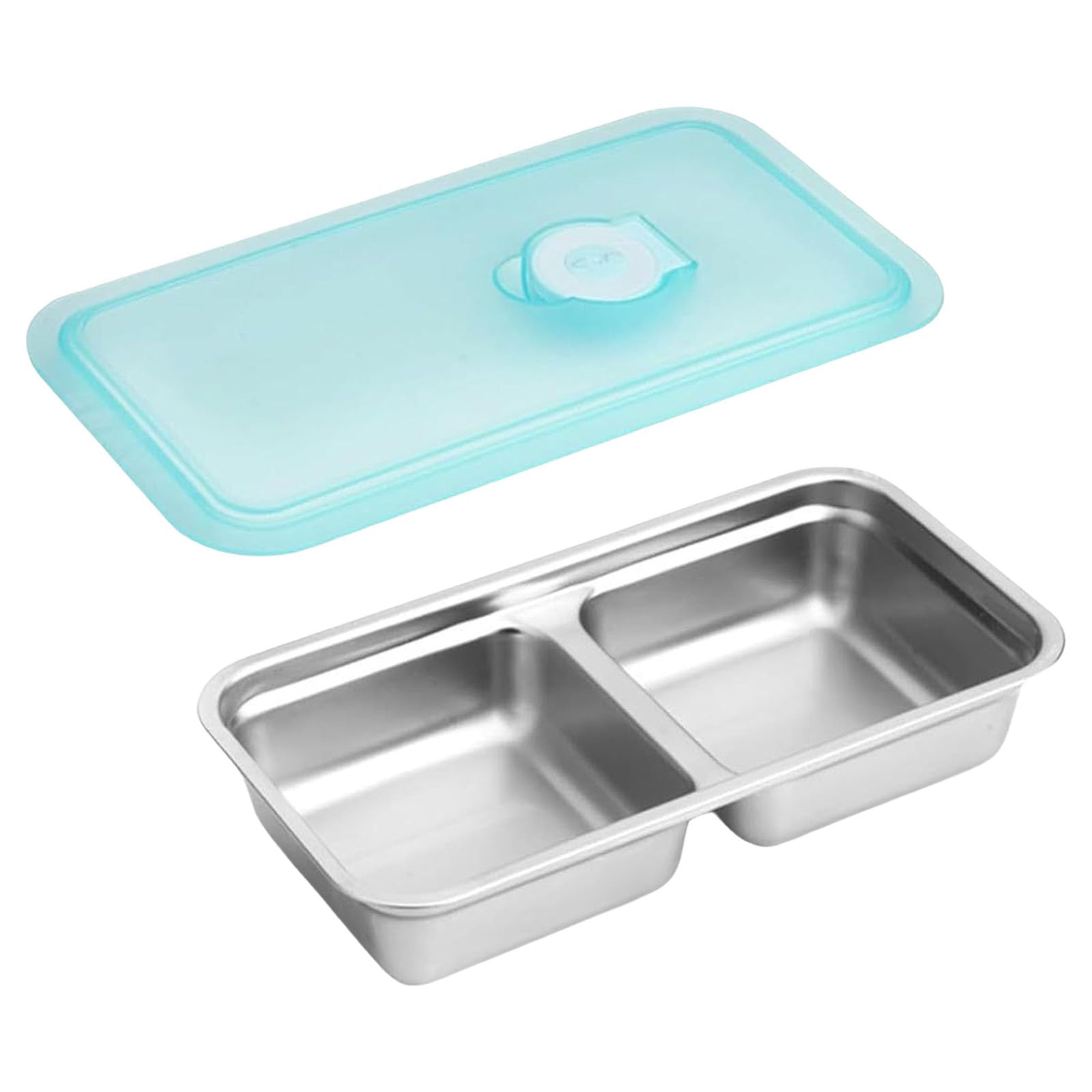 NEWFT Condiment Container Food Serving Platter Double Compartment Lunch Box Serving Tray Food Storage Meal Preps Container