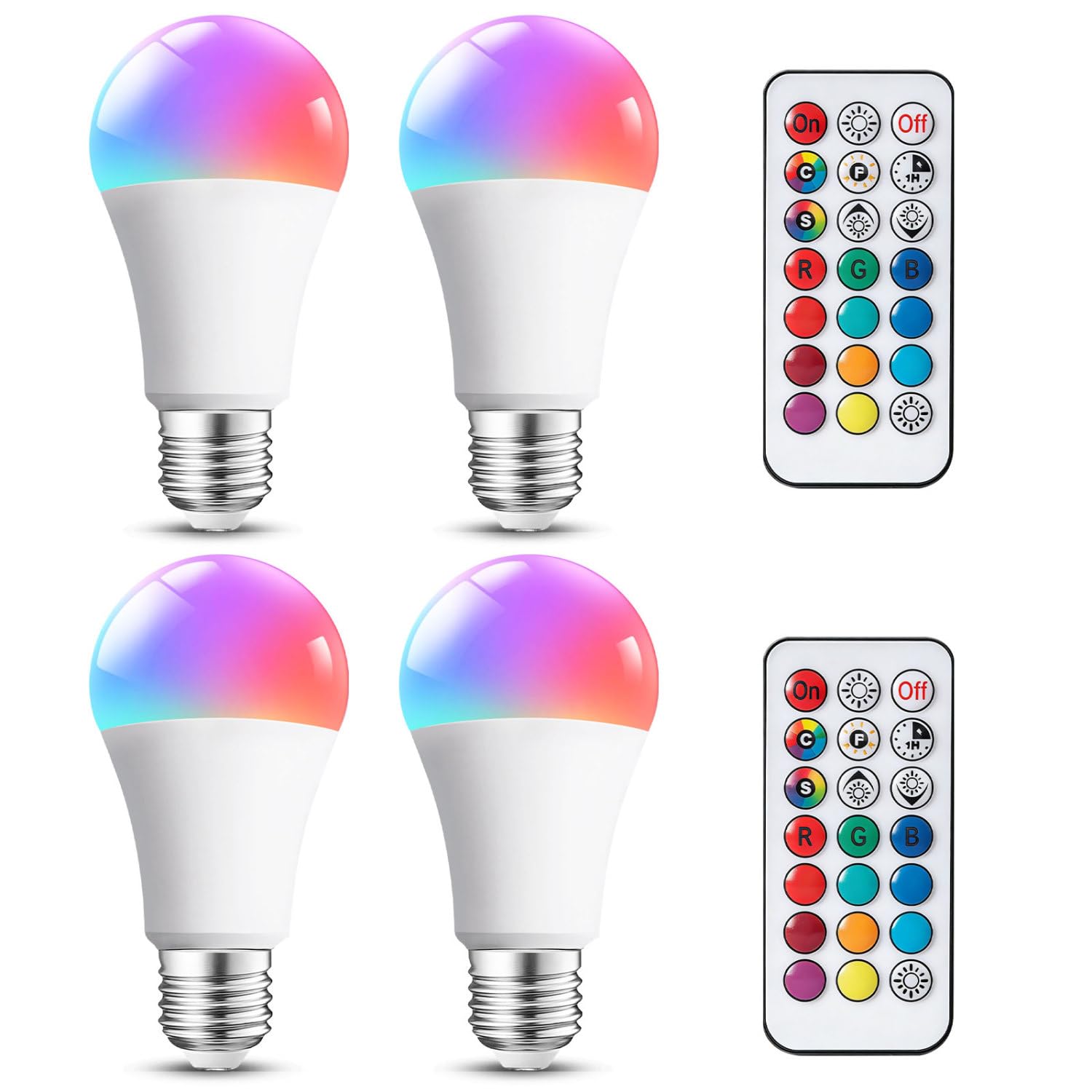 Aigostar 81W Equivalente Lampadine Colorate LED, RGBW Cambiare Colore Lampadina E27 12W, RGB LED Lampadine a 4 Modalità, 5 Livelli di Luminosità, 15 Colore, 1 Telecomando Incluso. Confezione 4 unità