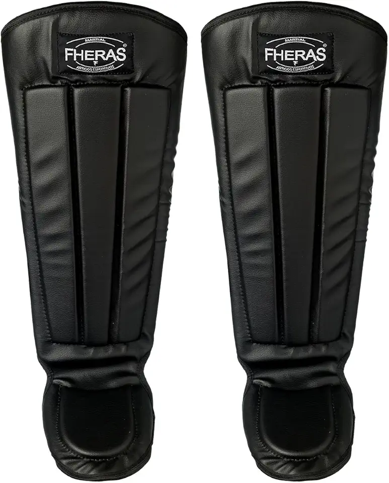 Caneleira Muay Thai Mma Kickboxing Anatômica Fheras Preta