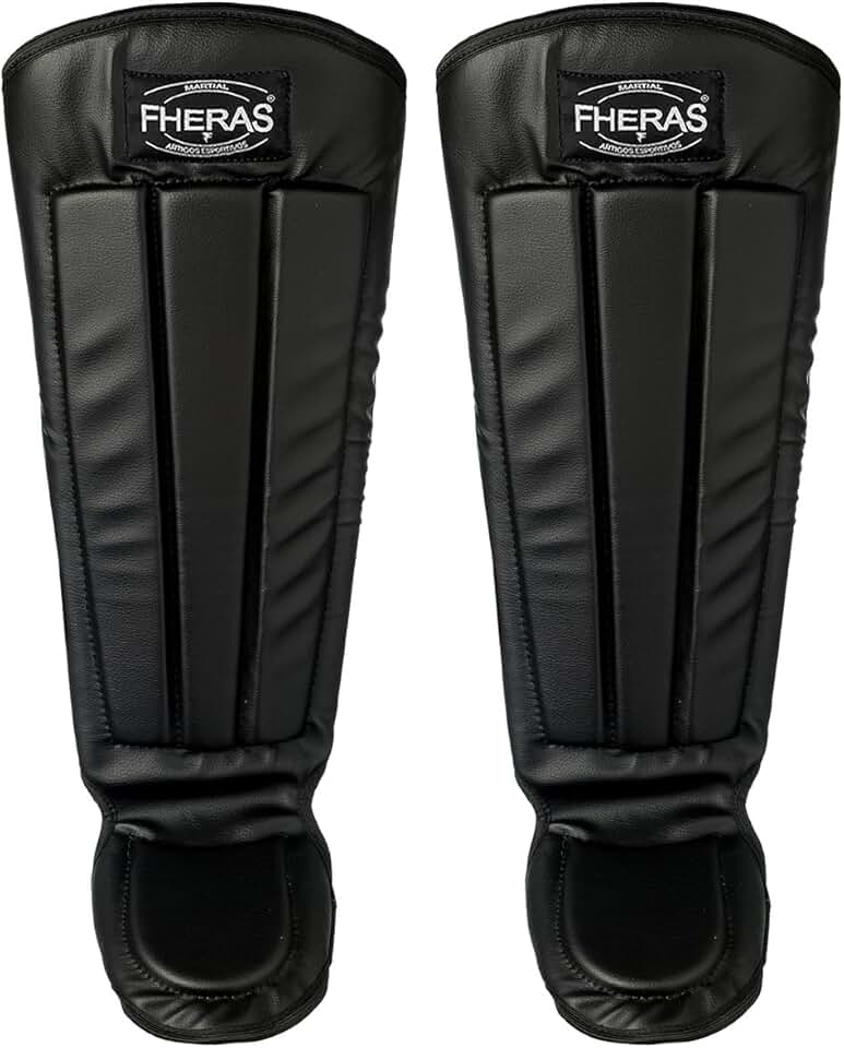 Caneleira Muay Thai Mma Kickboxing Anatômica Fheras Preta