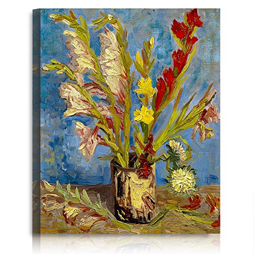A&T ARTWORK Vase with Gladioli and Chinese Asters by Vincent Van Gogh. The World Classic Art Reproductions, Giclee Canvas Prints Wall Art for Home Decor,24x30 inches
