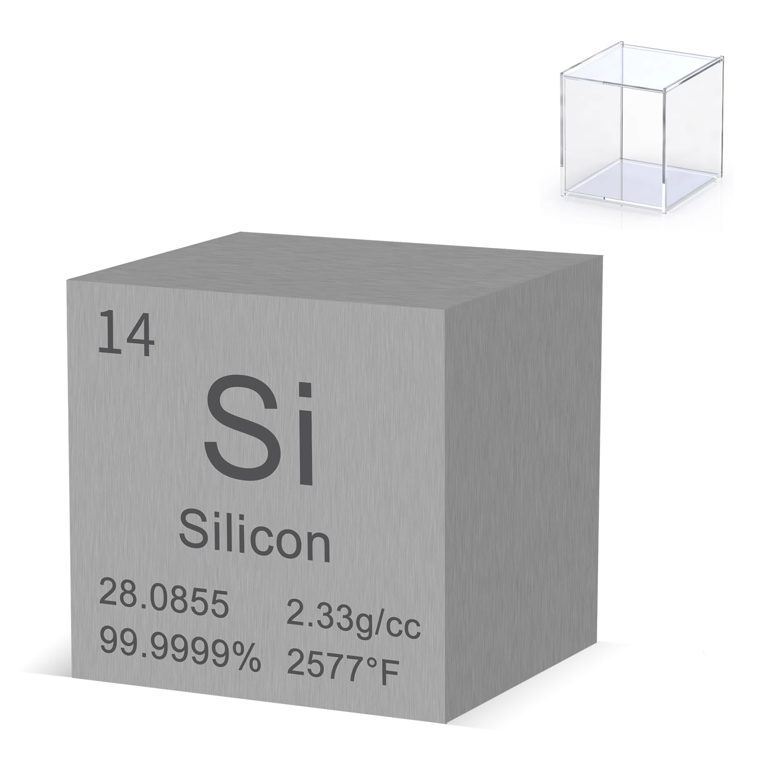 Silicon Cube 1" 99.99% Purity High Density Metal Element Cube for Element Collection Experiment Material Heavy Small Objects Experience Creative Gift