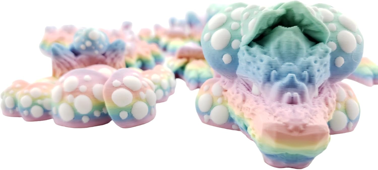 Mushroom Dragon 24", 3D Printed, Articulated Flexible Mystical Creature, ADHD Sensory Fidget Autistic Toy
