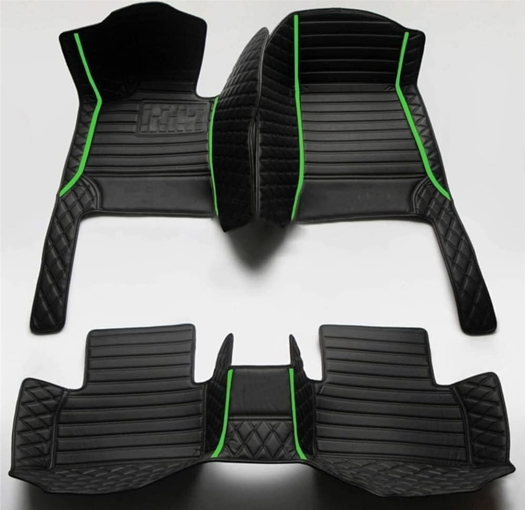 Custom Personalized Floor Mats for Cars๏ผLuxury Full Coverage All Weather Car Floor Mats๏ผAnti-Slip Leather Car Mat Set ๏ผCustom Floor Mats for 99% of Cars, Trucks & SUVs (All Black Green)