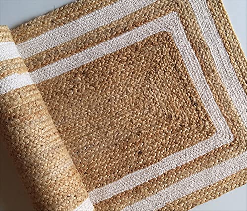 HOUSINE® Handmade Natural Jute Cotton Natural Fibers Floor/Door Mat Rug ...