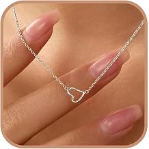 925 Sterling Silver Heart Necklaces for Women Dainty 14K Gold Plated Hollow Love Heart Pendant Necklace Mother Daughter Friendship Necklaces Birthday Graduation Gifts