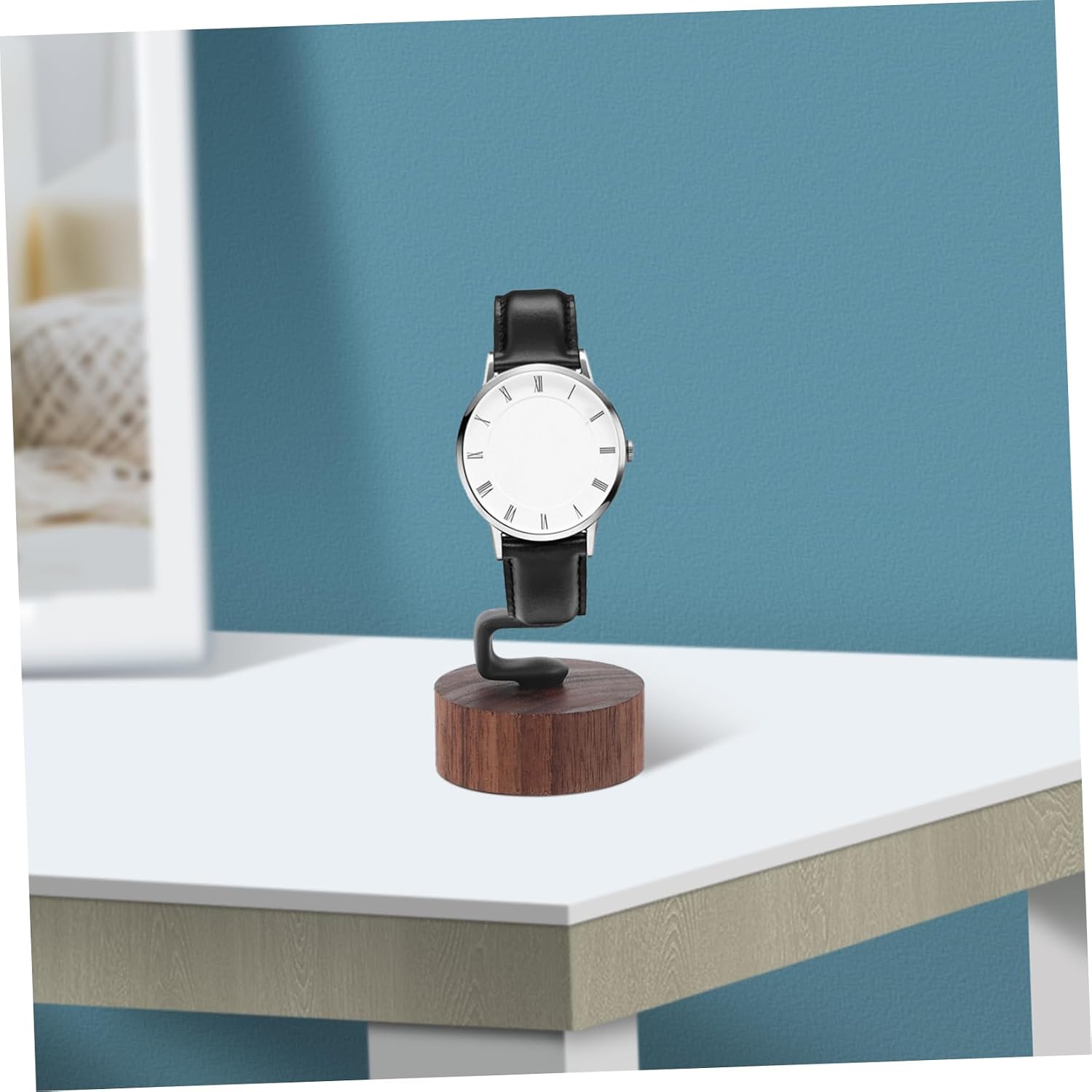 4pcs Single Watch Display Stand Walnut Base Watch Holder for Display Scratch and Portable Suitable for Both Men and Women