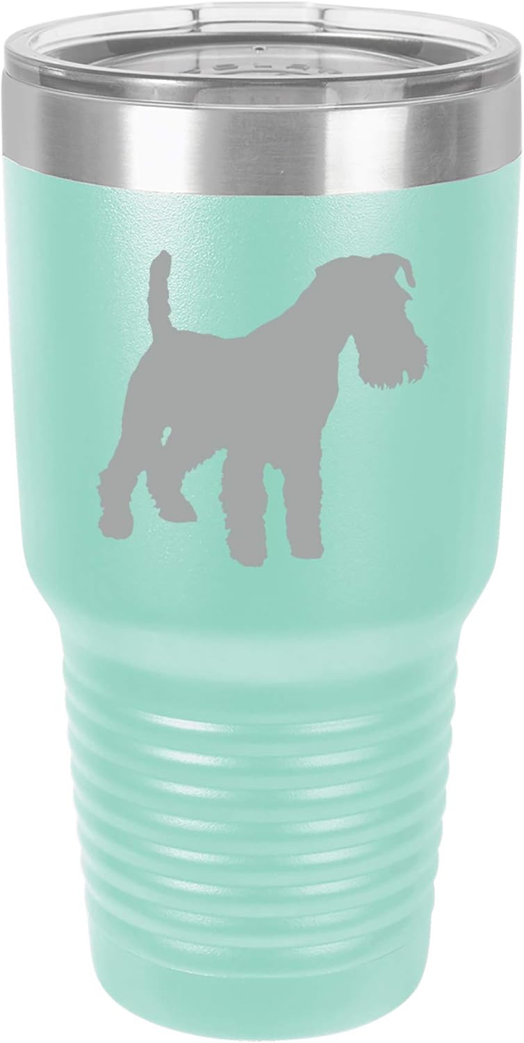 Tumbler Stainless Steel Vacuum Insulated Travel Mug Miniature Schnauzer (Teal, 20 oz)