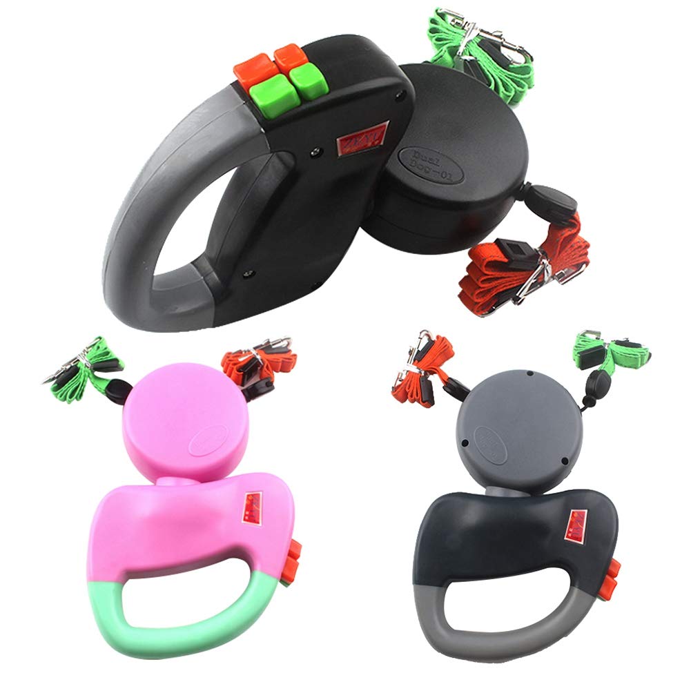 EBTOOLS Automatisch Einziehbare Doppelte Hundeleine, Doppelt Einziehbare Hundeleine, Reflektierendes Seil, Katzen- und Hundeleine, für Mittlere und Kleine Hunde, 300 cm(Grau)