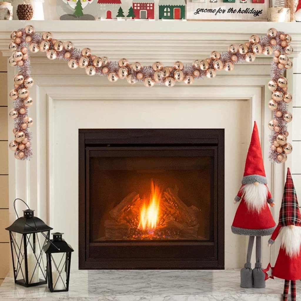 vidaXL Guirnalda de Bolas de Navidad Rosa Dorado 186 cm Poliestireno