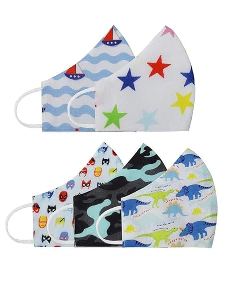BABY JALEBI Boys Organic Cotton Washable Masks|Set of 5