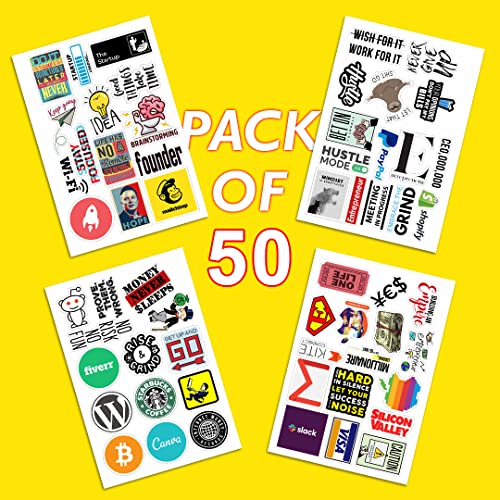 Image of CodersParadise Motivational Sticker Pack for Entrepreneurs - Waterproof Inspirational Quote Vinyl Self-Adhesive Stickers for Laptop, Diary & Water Bottles | 7.6 cm (Pack of 58)