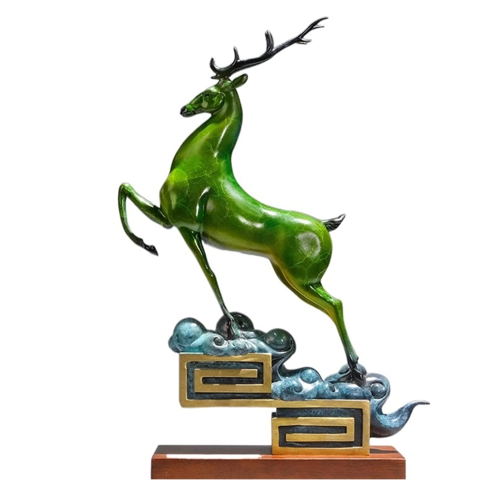 hongchenke34 Copper statue Brass Deer Crafts Entrance Ornament Chinese Ornaments Home Table Decorations