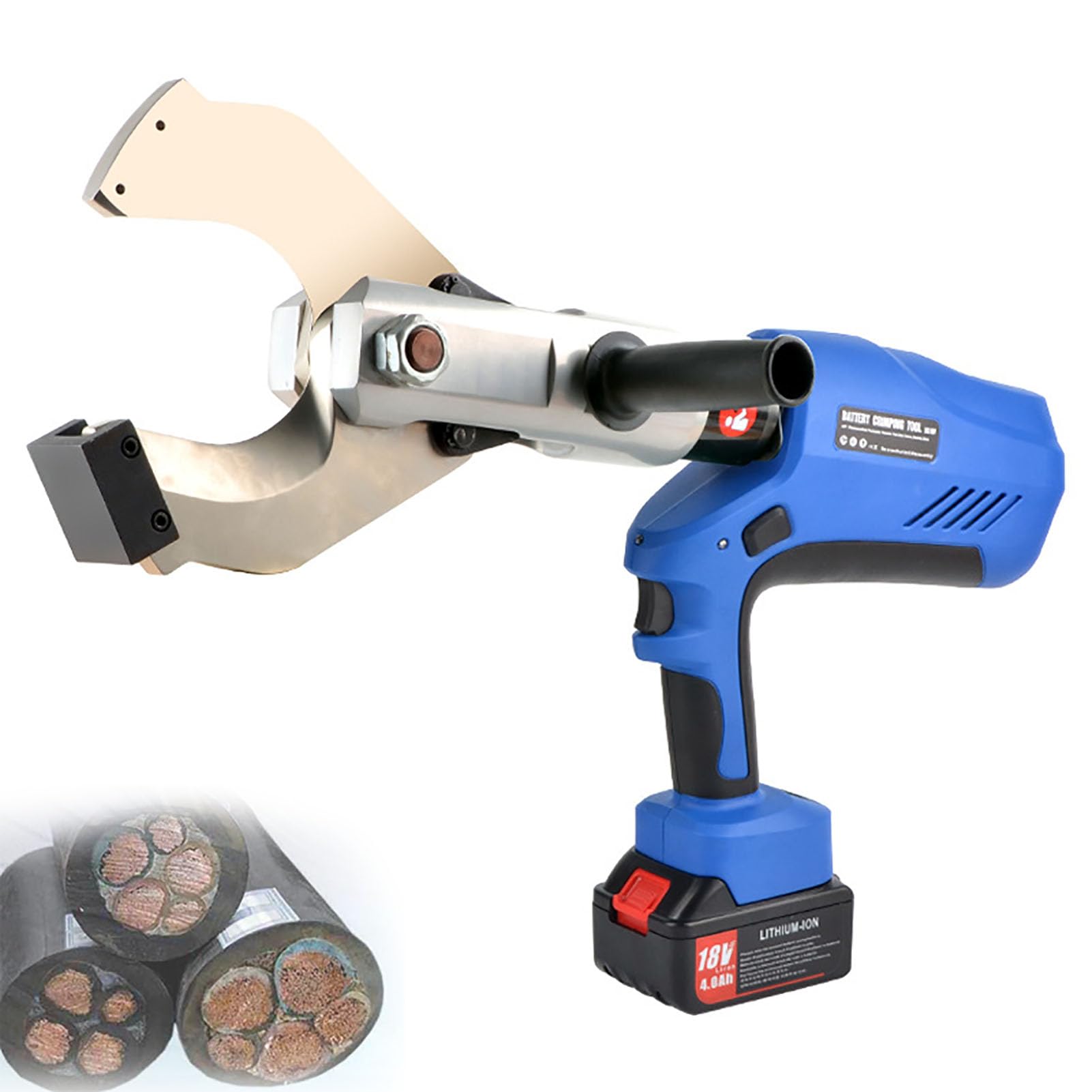 Forbici per cavi idraulici ricaricabili, strumento di taglio elettrico a cricchetto con display a LED, adatte per cavi in rame fino a 120 mm, include 2 batterie