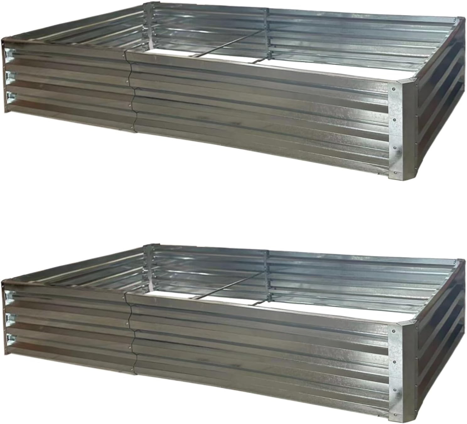 2Pcs 8x4x1ft Galvanized Raised Garden Beds for Vegetables Large Metal Planter Box Steel Kit Flower Herb