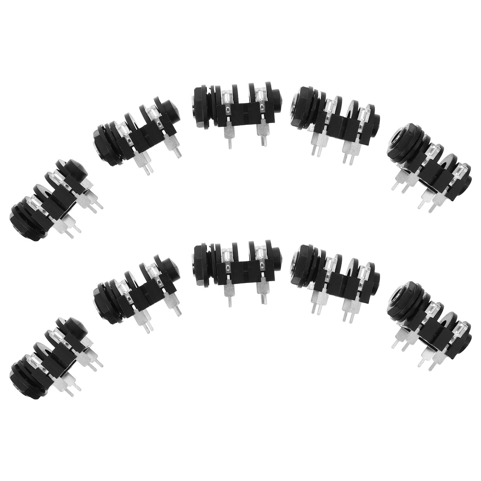 10pcs 6.35mm Mono Audio Connectors Panel Mount for Microphone and Guitar Instrument Jack Adapter Turtle Shell Design for Studio Recording