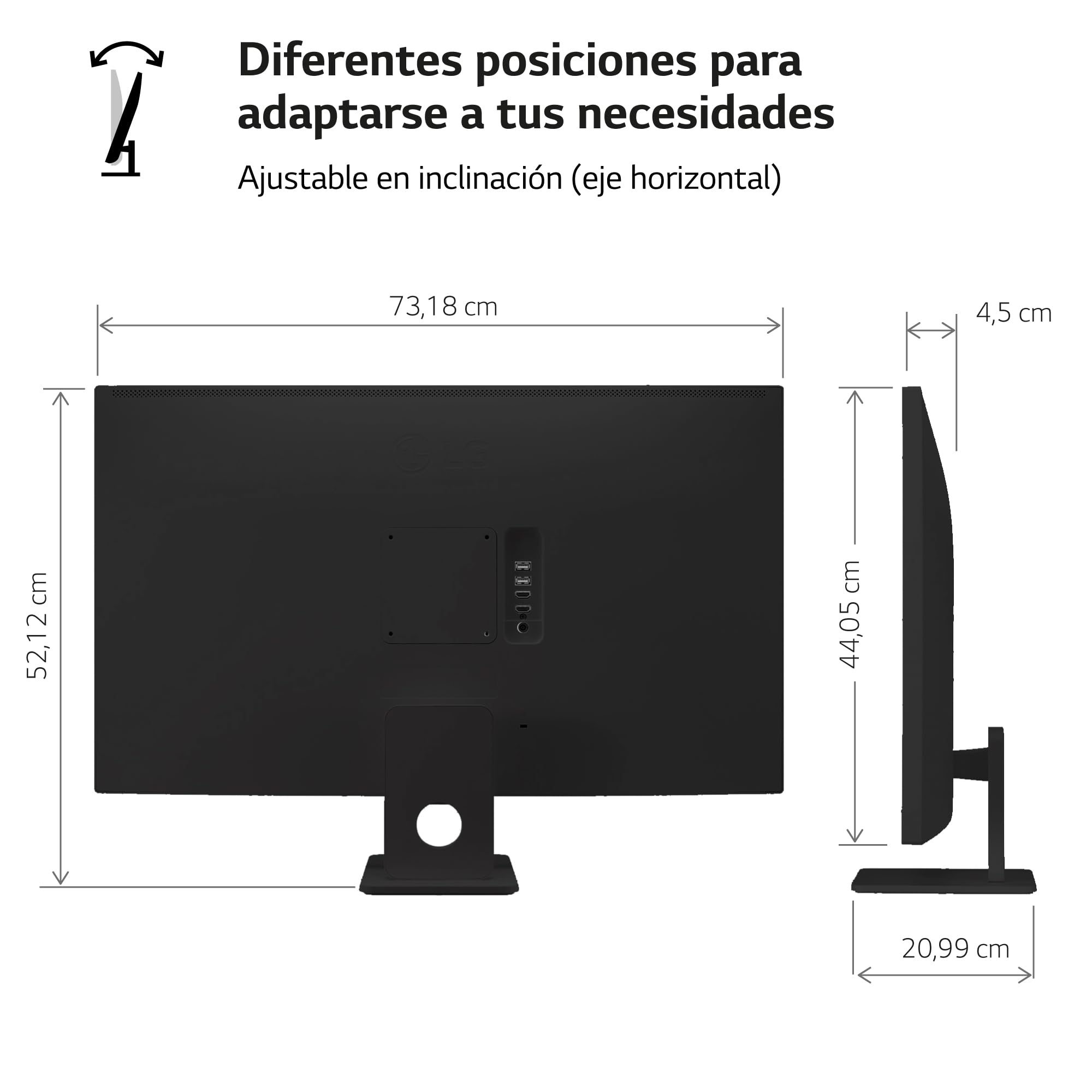 LG 32SR50F-B - Smart Monitor, 32", Pantalla IPS, 1920x1080, IPS, (16:9), webOS23, 250 nits, con Mando, Sin Cámara, Inclinación Ajustable, Negro