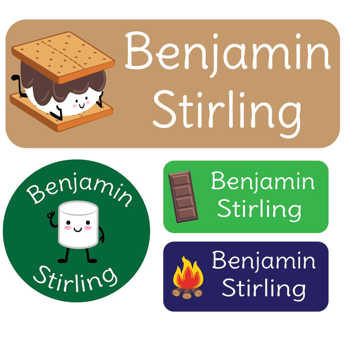 120-ct Personalized Waterproof Name Labels – 3-Line Custom Stick-On Tags for Daycare & Camp – Dishwasher-Safe, Cute Pastel Designs, Pre-Cut