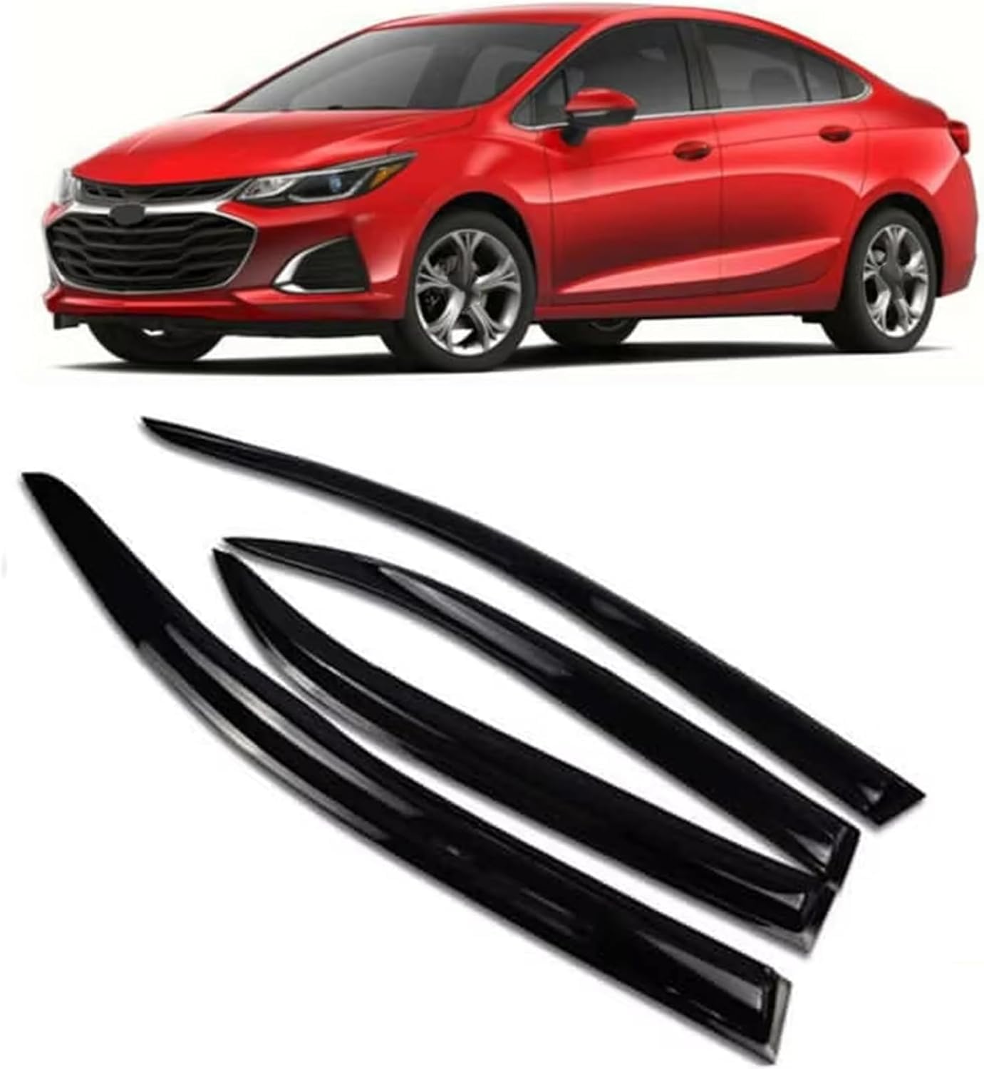 Acwyahso Rain Guards Wind Deflectors for Cruze Hatchback Sedan 2017-2020, 4Pcs Vent Visors, Allows Fresh Air & Keeps Rain Out, No-Drill Install